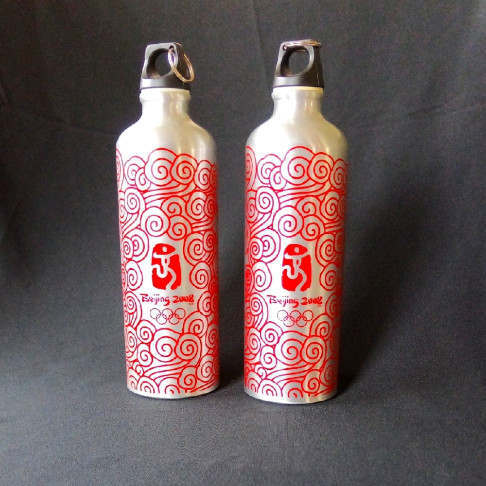 3for$15☘️Beijing 2008 Water Bottles In Red and Silver
